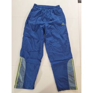 Adidas Track Pants Men Large Blue Jersey Lined Ankle Zip Drawstring Three Stripe